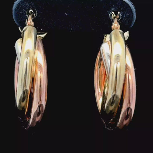 9K Gold Tricolour Large Hoops