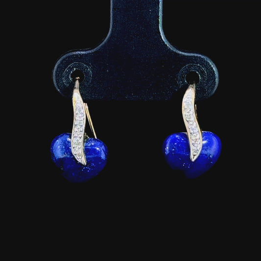 9K Yellow Gold Lapis Hook Earrings