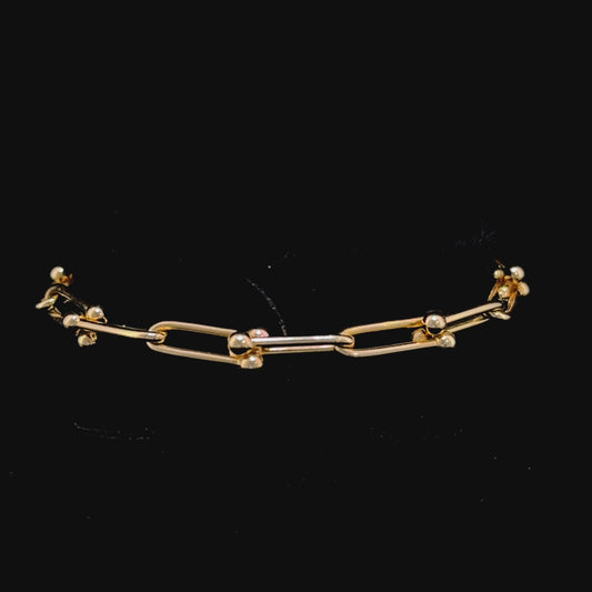 18k Yellow Gold Elongated Link Bracelet 7 Inches Long