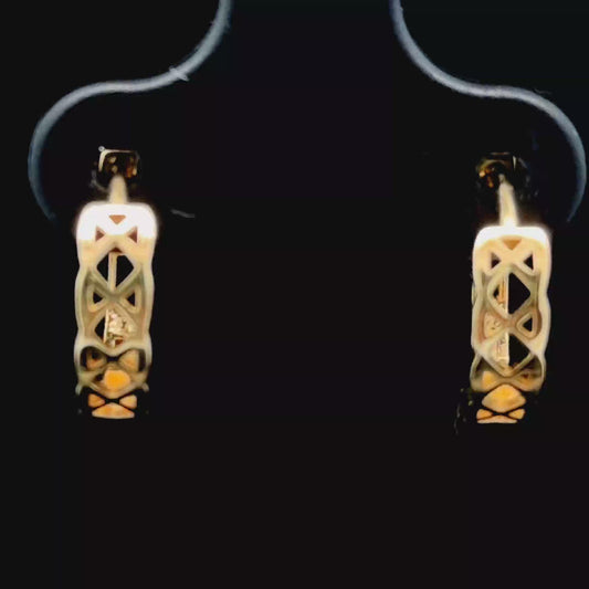 9K Yellow Gold Lattice Huggies