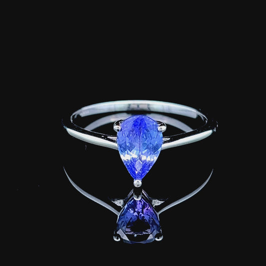 9K White Gold Tanzanite Solitaire Ring
