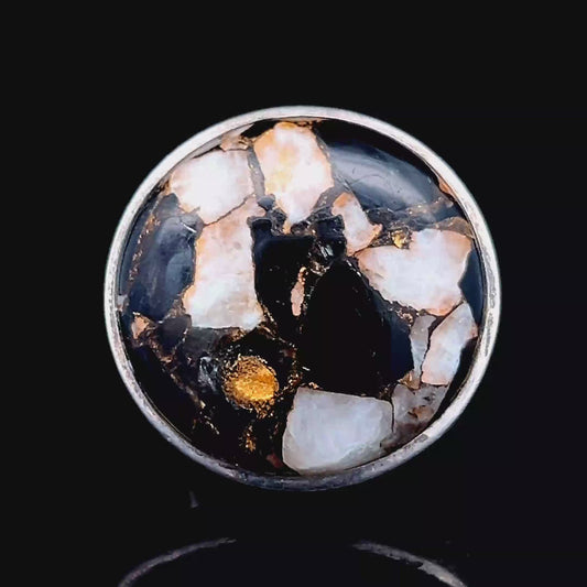 Silver Round Brown / White Ring