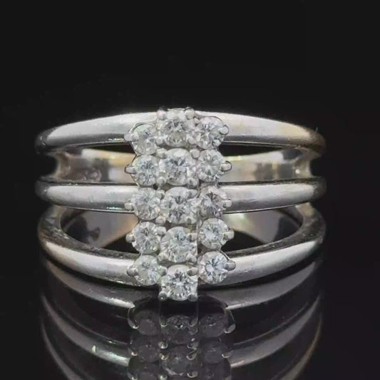 18K White Gold Contemporary Diamond Ring APPX 0.85 CTS