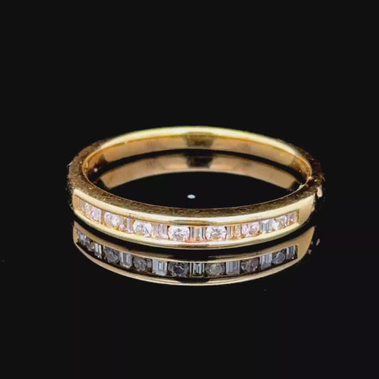 18K Yellow Gold Baguette Diamond Band