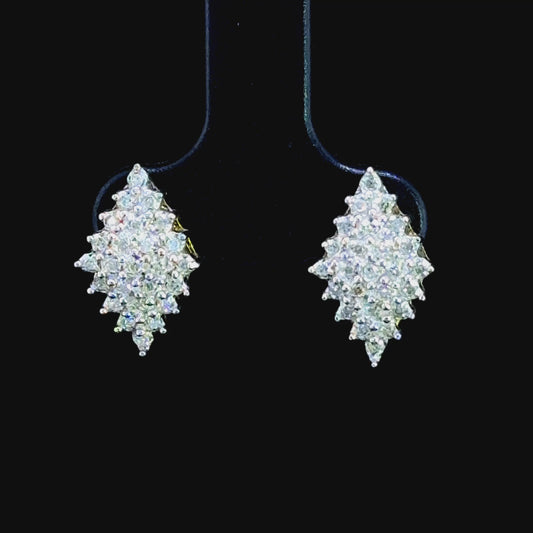 9K Yellow Gold Cluster Marquise Shaped Studs