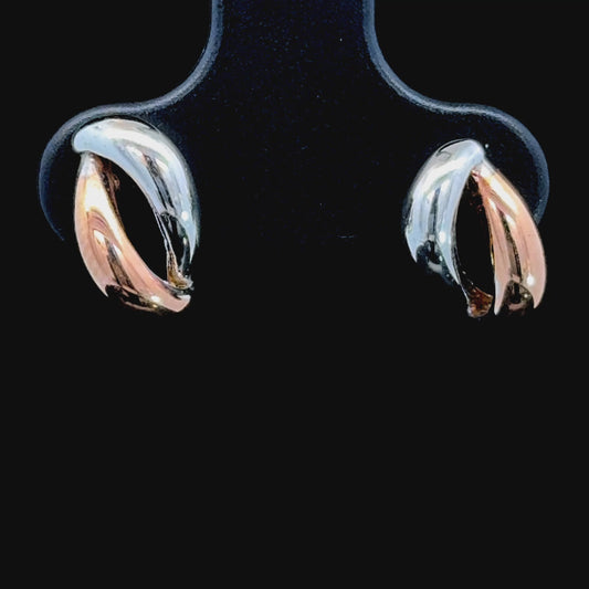 Pretty 9K Rose Gold & White Gold Studs