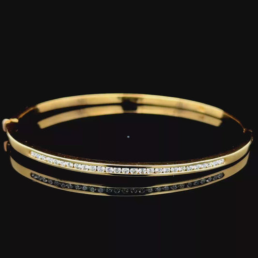 18K Yellow Gold Diamond Dot Bangle