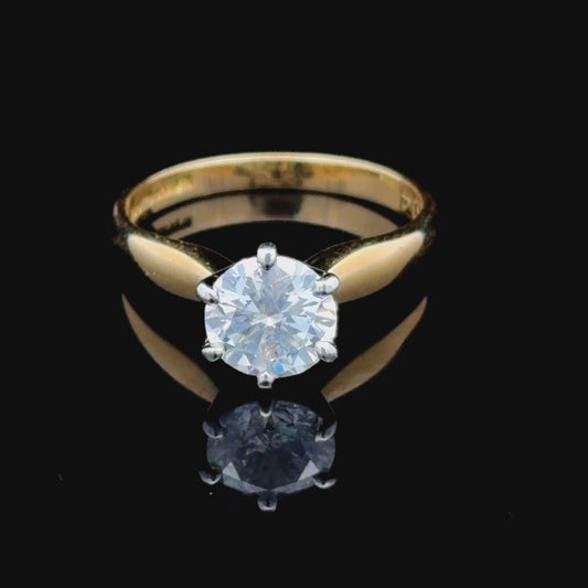 18k Yellow Gold Diamond Solitaire Ring Appx 1.04 Cts F, Si3