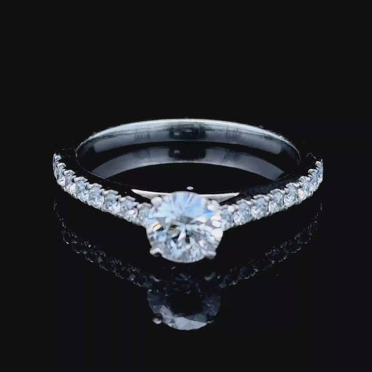 Platinum Diamond Solitaire Ring With Diamond Shoulders APPX 0.54 CTS + 0.20 CTS