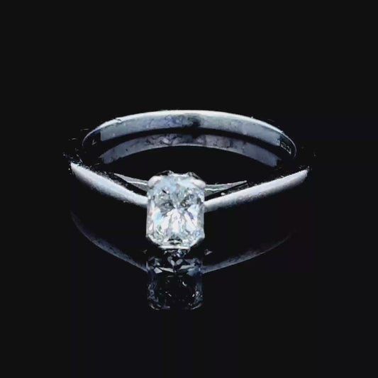 18K White Gold Cushion Cut Diamond Ring APPX 0.5 CTS