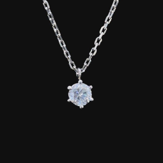 Platinum Diamond Solitaire Pendant and Chain Appx 0.5 Cts