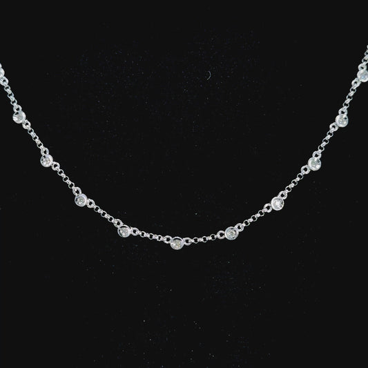 14K White Gold Diamond Set Necklace APPX 0.3 CTS