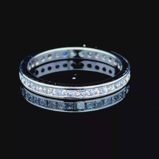 18K White Gold Princess Cut Diamond Band APPX 1.65 CTS