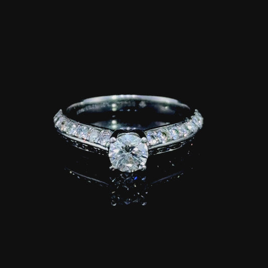 Platinum Diamond Solitaire Ring with Diamonds to Shoulders APPX 0.4 CTS Centre 1.01 CTS Total