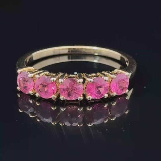 9K Cherry Zirconia 5 Stone Ring