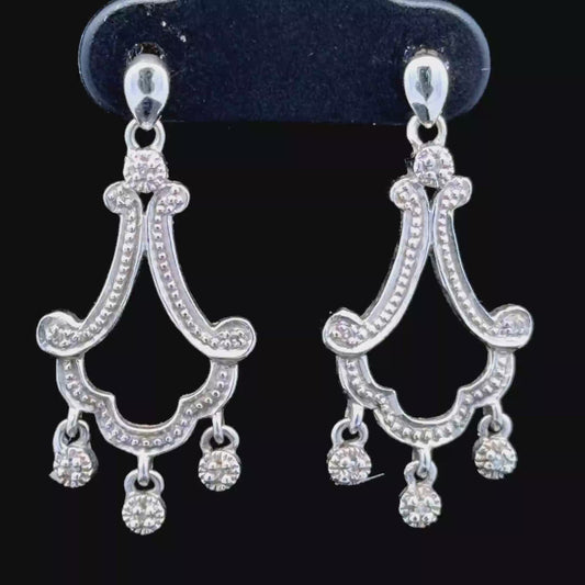 9K White Gold Chandelier Drop Stud Earrings