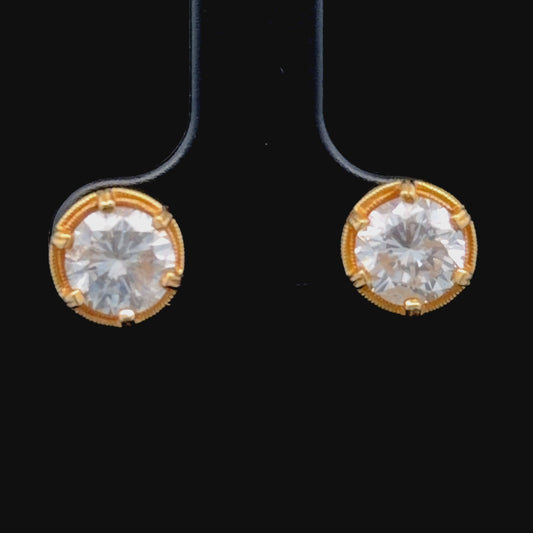 18K Yellow Gold Diamond Screw Studs APPX 2.10 CTS
