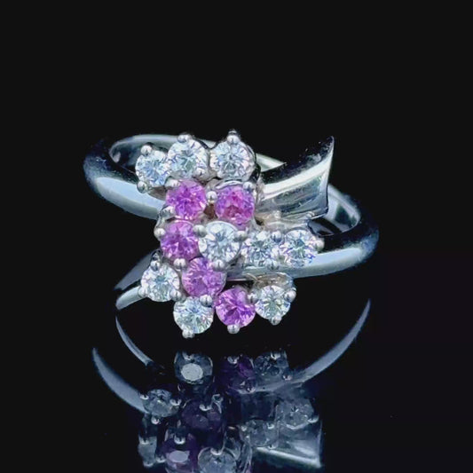 18K White Gold Pink Sapphire & Diamond Ring