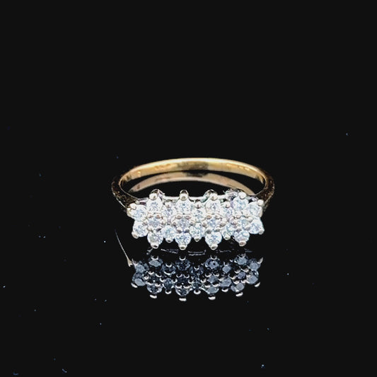9K Yellow Gold Diamond Cluster Ring