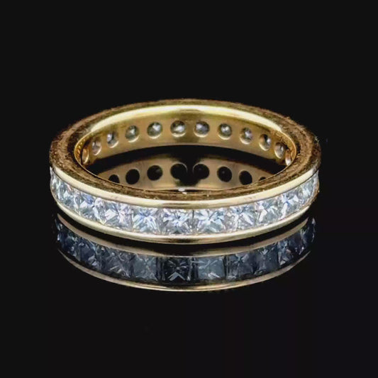 18K Yellow Gold Princess Cut Diamond Full Eternity Ring