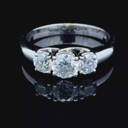 18K White Gold Diamond Trilogy Ring