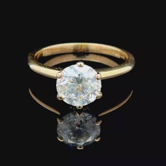 18K Yellow Gold Diamond Solitaire Ring APPX 1.3 CTS