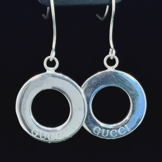 Fabulous Silver Gucci Cut Out Disc Hook Earrings