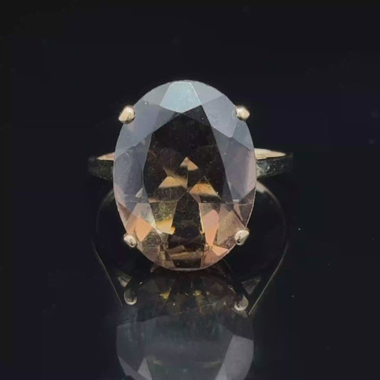 9K Yellow Gold Smokey Topaz Ring Size M1/2