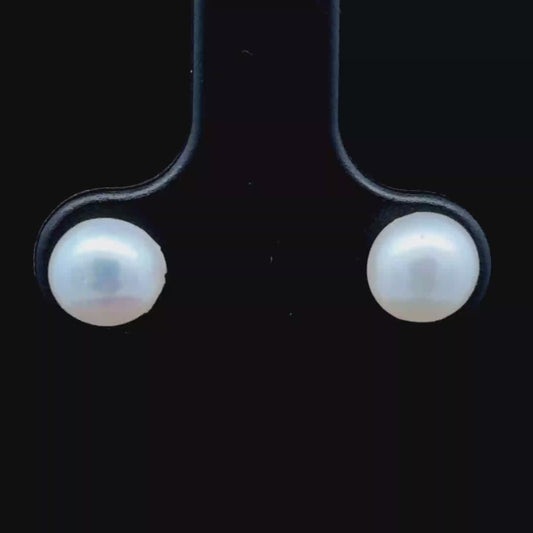 14K Yellow Gold White Pearl Studs