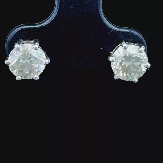 14K White Gold Diamond Studs APPX 2CTS Total