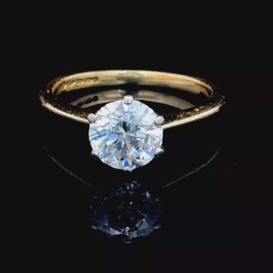 18K Yellow Gold Diamond Solitaire Ring APPX 1.75 CTS