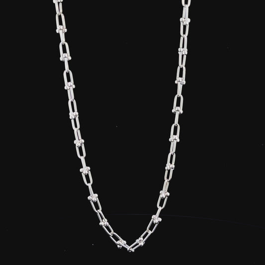18k White Gold Tiffany Hardware Link Necklace 20”
