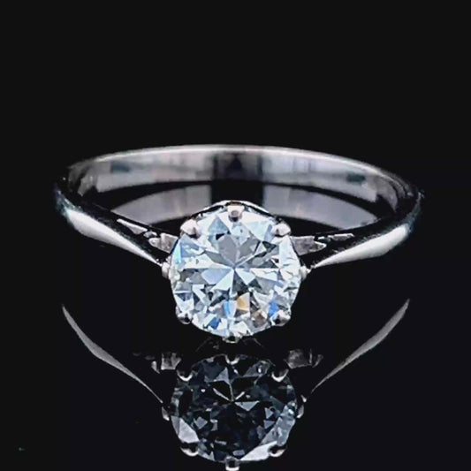18K White Gold Diamond Solitaire Ring APPX 1.0 CTS H-I, SI1 - SI2