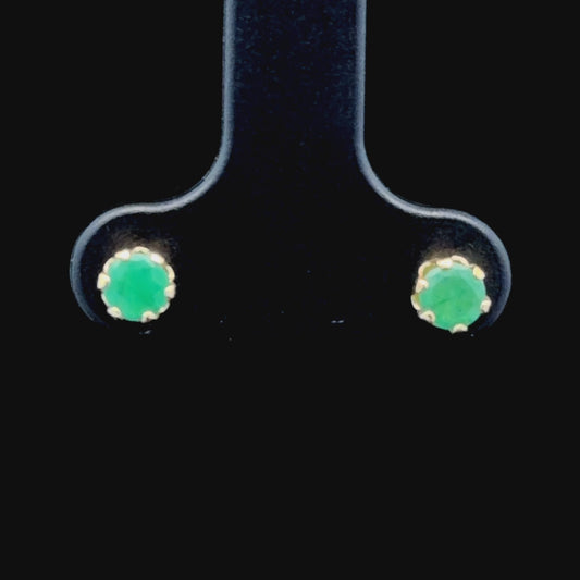 9k Yellow Gold & Emerald Studs