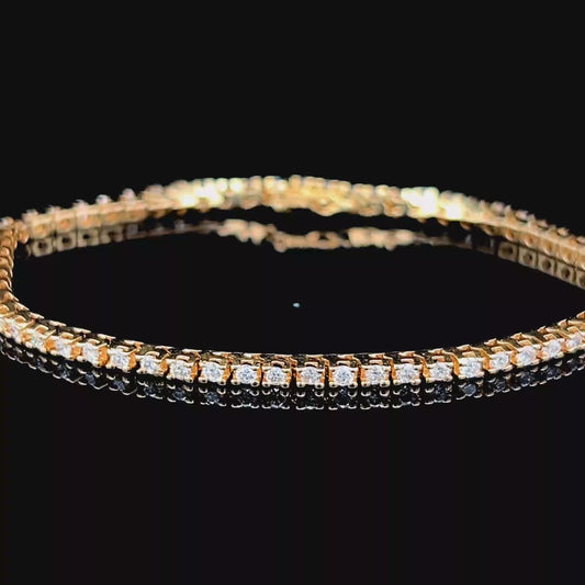 18K Yellow Gold Diamond Tennis Bracelet APPX 3.0 CTS