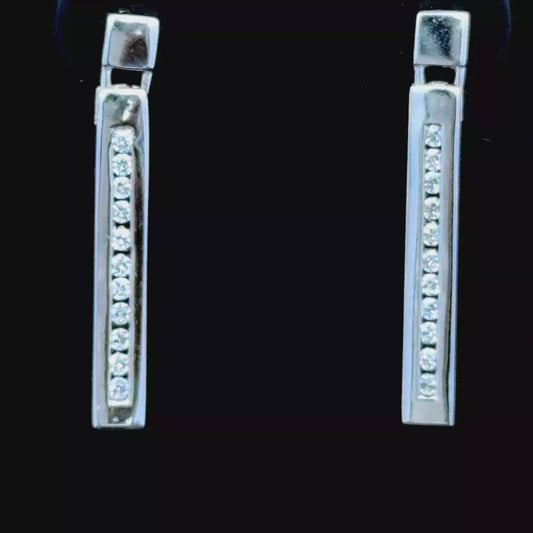 9K White Gold Diamond Drop Earrings
