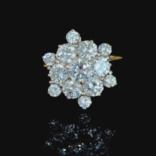 Wonderful 18k Yellow Gold Diamond Daisy Cluster Ring G/H Colour Diamonds