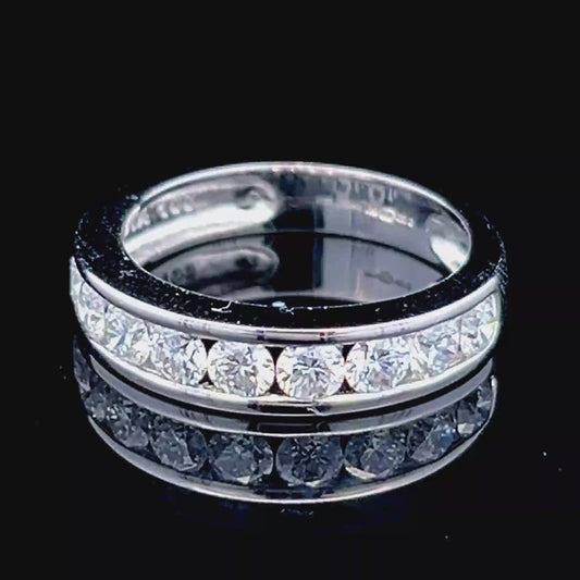 18K White Gold Diamond Channel Set Ring APPX 1.0 CTS